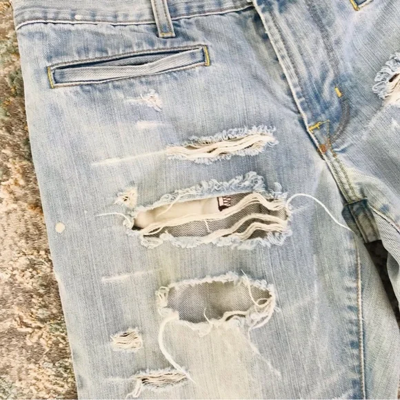 Von Dutch Light Blue Distressed Flare Jeans - Picture 3 of 16